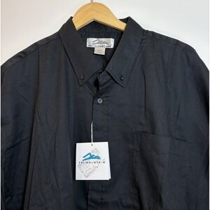 NWT Tri-Mountain Mens 3XLT Black Long Sleeve Button Down Shirt Tall Work Casual